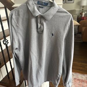Polo Ralph Lauren Gray Long Sleeve Polo Logo Shirt